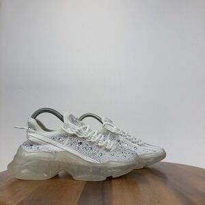 Big Kids Steve Madden JMaximar White Rhinestone Platform Casual Sneakers Size 3